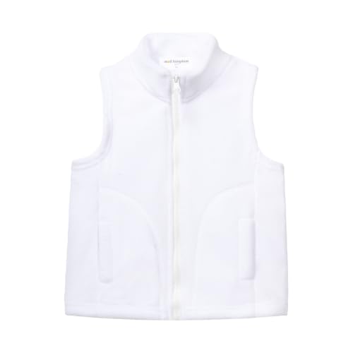 Mud Kingdom Boys Girls Polar Fleece Vest Jacket Ligntweight Plain Vest Full Zipper Sleeveless - color: White, size: 10