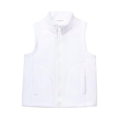 Mud Kingdom Boys Girls Polar Fleece Vest Jacket Ligntweight Plain Vest Full Zipper Sleeveless - color: White, size: 7-8