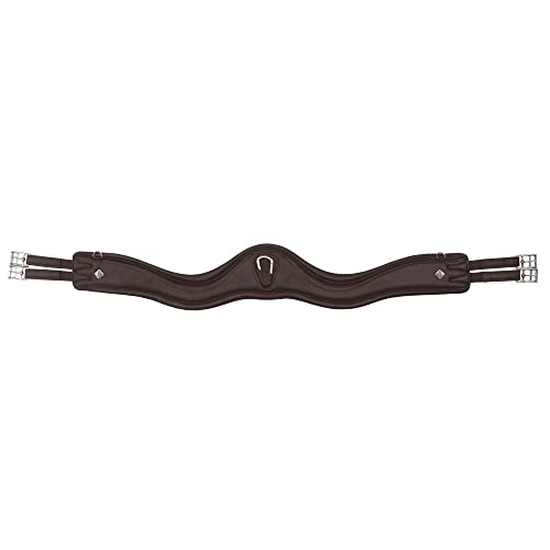 LeMieux Gel-Tek Anatomic Jumping Girth - Contoured Shape - Dynamic Gel and Ultra Soft Leather - color: Brown, size: 120cm/48"