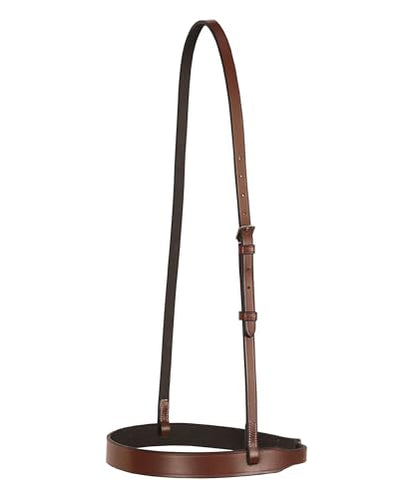 Exion Flat Hunter Bridle with Laced Reins – Classic English Leather Horse Bridle Set – Traditional Flat Browband & Broad Cavesson Noseband Tack, Brown Havana Choco, Cob Full Warmblood Sizing - color: Oak Brown, size: Pony/Small Size