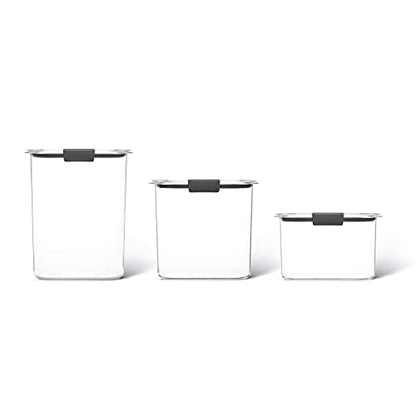 Rubbermaid Brilliance Plastic Food Storage Pantry Baking Set, 3 Containers with Lids (6 Pieces Total), BPA-Free, Clear - size: Assorted Sizes (6-Piece)