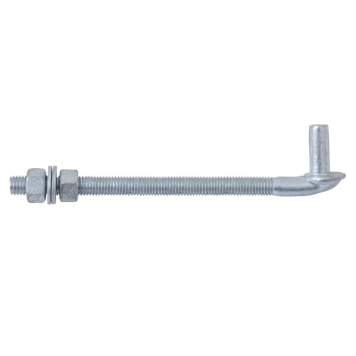 VIVIDA 10" J Bolt Gate Hinge, 5/8" Heavy Duty Gate Bolt Post Hinge, 1-Pack | Galvanized Gate Bolt Post Hinge, Chain Link Fence Gate Hardware, Nuts & Washers Included - size: 10" (1 PCS)