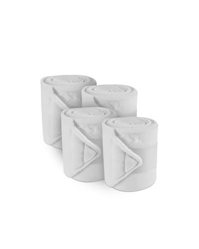Fleece Polo Leg Wraps for Horses - Premium Thickness and Quality Including Storage Bag - color: White