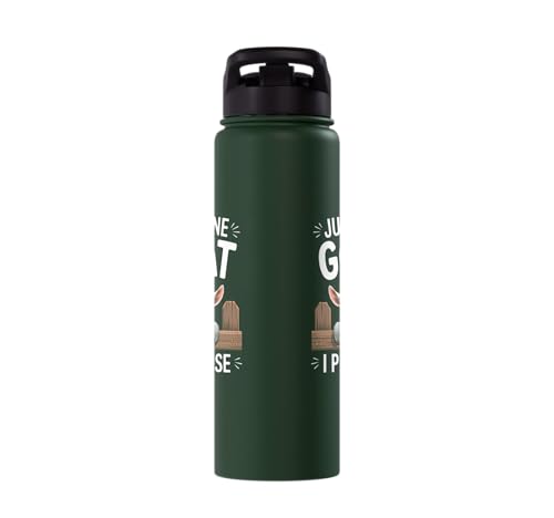 Just One Goat I Promise Cute Coat Pygmy Goat Farmer Stainless Steel Insulated Water Bottle - color: Dark Green
