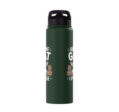 Just One Goat I Promise Cute Coat Pygmy Goat Farmer Stainless Steel Insulated Water Bottle - color: Dark Green