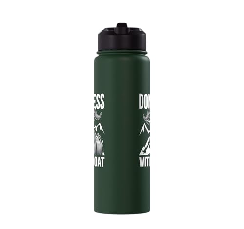 Don´t Mess With My Goat Cute Coat Pygmy Goat Farmer Stainless Steel Insulated Water Bottle - color: Dark Green