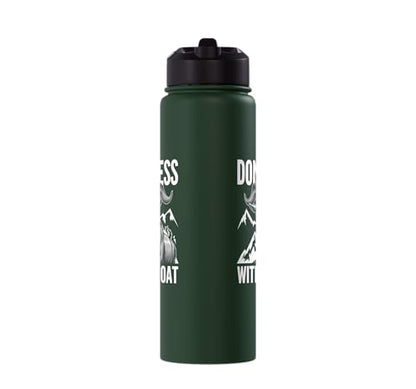 Don´t Mess With My Goat Cute Coat Pygmy Goat Farmer Stainless Steel Insulated Water Bottle - color: Dark Green