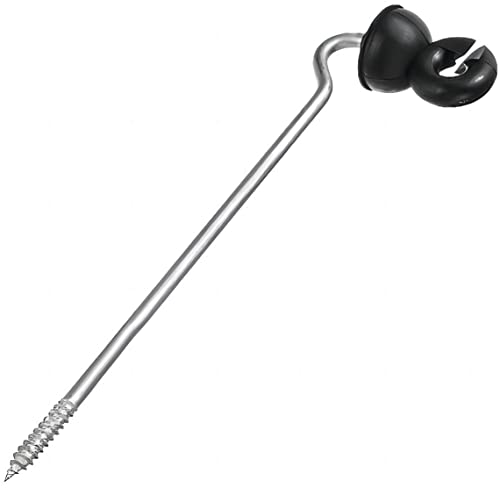 Electric Fencing Offset Long Distance Goose Neck Screw-in Ring Insulator w/8.8 inch Support PK100 with a Free Socket Tool - size: PK100