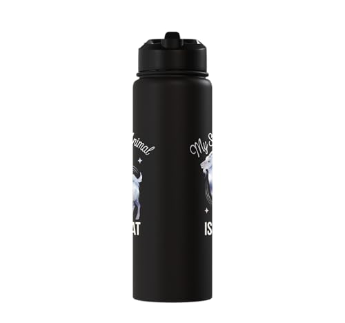 My Spirit Animal Is A Coat Cute Coat Pygmy Goat Farmer Stainless Steel Insulated Water Bottle - color: Black