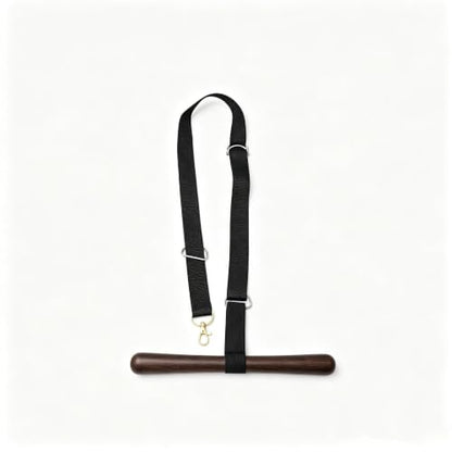Saddle T Hanger, Portable Saddle Rack for Car and Trailer | Portable saddle t hanger with wooden support, 100 cm strap, clip for trailer, car headrest, tack room, and gear storage