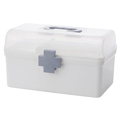Portable First Aid Carrying Case Organizer Bin Medicine Storage Box with Organizing Holder with Handle Stationery, Clear, 21.2x12x12.5CM