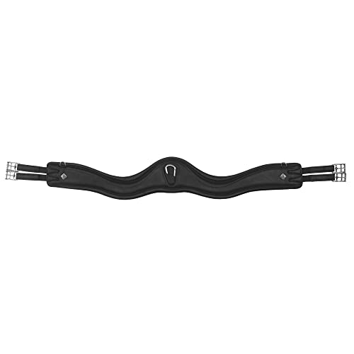 LeMieux Gel-Tek Anatomic Jumping Girth - Contoured Shape - Dynamic Gel and Ultra Soft Leather - color: Black, size: 115cm/46"