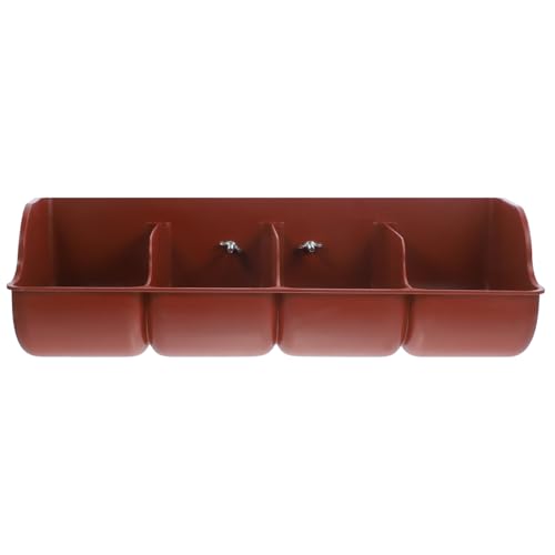 DOITOOL Pig Feeder 4 Compartment Pig Trough Plastic Fence Goat Feeder Livestock Feeding Container Pets Animal Farm Supplies - color: Brown, size: 46x14cm