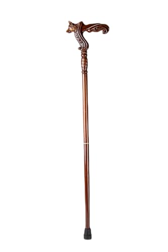 Hand Carved Wooden Walking Cane with Ergonomic Handle and Rubber Tip for Men and Women - Fashionable Unique Walking Stick for Seniors - 37 inch - style: Wolf