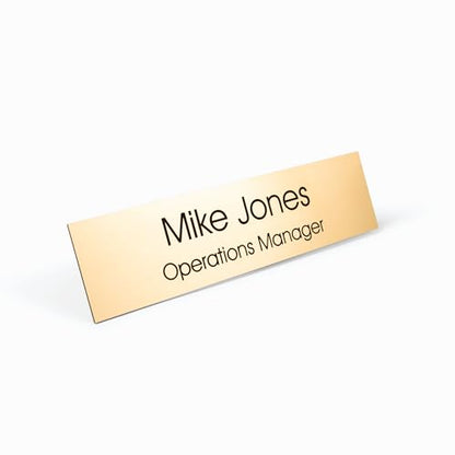 Providence Engraving Custom Engraved Name Plate with Aluminum Holder | Acrylic Name Plate for Desks & Walls, 2 Lines of Text, 12 Colors, 9 Fonts, 6 Holder Styles, 2" x 10" - size: 2" x 10"