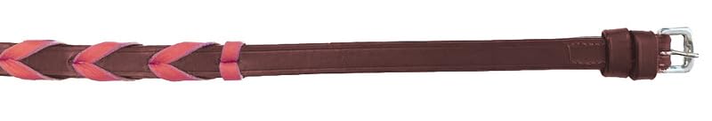 Leather Equestrian Horse Neck Strap - color: Dark Brown and Pink, size: 50"