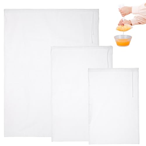 Cheesecloth Bags for Straining, 3 Pack, Reusable Fine Mesh Nylon Cheese Cloth Bag with Drawstring for Straining Nut Milk, Juice, Yogurt, Coffee, 100 Mesh (9.45x14.17"/11.81x17.72"/17.72x23.62") - size: Combo - 9.45x14.17"/11.81x17.72"/17.72x23.62"