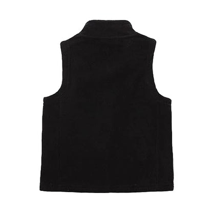 Mud Kingdom Boys Girls Polar Fleece Vest Jacket Ligntweight Plain Vest Full Zipper Sleeveless - color: Black, size: 5-6