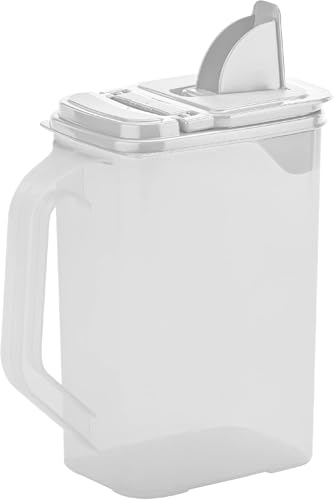 Buddeez Kitchen Pantry Container - Easy Grip Handle for Mess Free Use | Clear container for easy visibility, Easy-grip handle, Easy-pour spout, For flour, sugar, cereal, rice and dry goods - color: White Lid, size: 4 QT