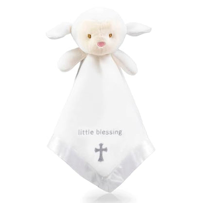 Lamb Lovey, Baptism Gifts for Girl & Boys - Loveys for Babies, Soft Embroidered Baby Blanket with Cross, Baptism Blanket for Newborns & Toddlers, Oeko-TEX Certified,14 inch