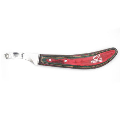 Equine Care Right-Handed Farrier Hoof Knife, Horses Goats Sheep, Red Handle | Farrier hoof knife for horses, goats, sheep and cattle; J2 stainless steel curved blade; red layered handle. - style: Right-Handed