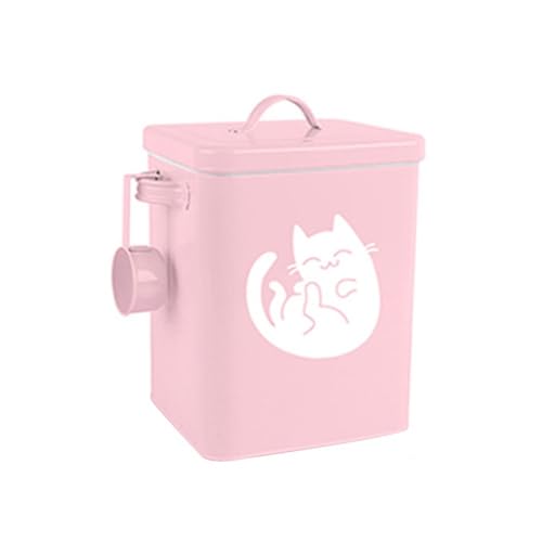 Galvanized Iron Pet Food Container Moistureproof Pet Snack Organizer Airtight Seal Dry Food Storage for Cats and Dogs(Pink) - color: Pink