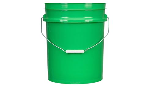 House Naturals 5 Gallon Green Food Grade BPA Free Made in USA Bucket Pail with Airtight Screw On Blue lid(Pack of 2)