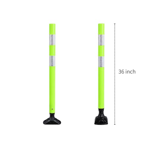 8 Pack Traffic Delineator Posts – High Visibility Reflective Safety Cones with Spring Base for Roadway, Parking, Garage, Construction Zones (Green, 36 Inch) - color: Green