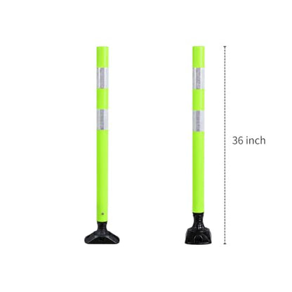 8 Pack Traffic Delineator Posts – High Visibility Reflective Safety Cones with Spring Base for Roadway, Parking, Garage, Construction Zones (Green, 36 Inch) - color: Green