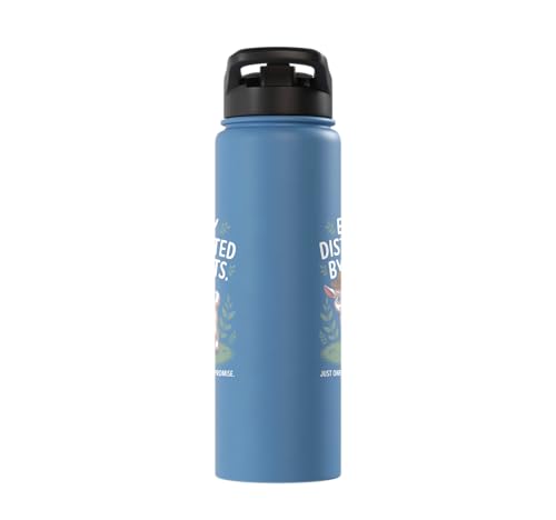 Easily Distracted by Goats Cute Coat Pygmy Goat Farmer Stainless Steel Insulated Water Bottle - color: Light Blue