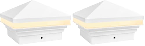 GKOLED Low Voltage Pyramid Post Cap Light, 3W 12V AC/DC, for 4"x4" and 3.5"x3.5" Wood or Vinyl Posts, 2700K Warm White, IP65 Rated Waterproof for Outdoor, White (Pack of 2) - color: Pyramid Top-Glossy white, size: 2 Pack-2700K