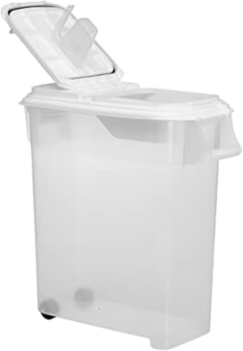 Buddeez Airtight Rolling Pet Food Storage Container, Bird Seed, 50 Quart - color: White Lid, size: 1 Pack (50 Quart)