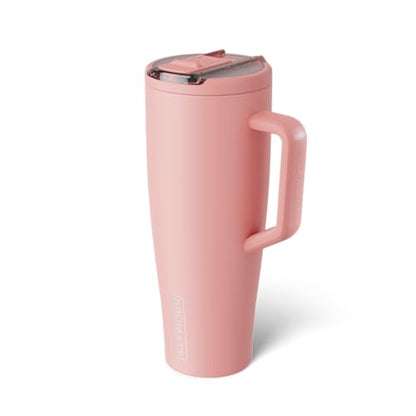 BrüMate Era Flip 40oz Tumbler with 100% Leakproof Covered Straw Lid | Hygienic Covered Straw | Insulated Stainless Steel Water Bottle with Handle | Cup Holder Friendly | BPA-Free (Guava) - color: Guava, size: 40 Ounces