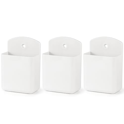 noonebutyou 3 Pcs Wall Remote Control Holders TV Controller Holder Self Adhesive Marker Holder Pen Pencil Storage Organizer for Home Office School (White) - color: White-3pcs