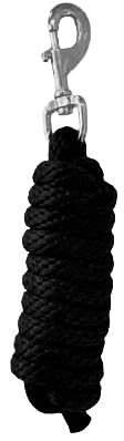 Nylon Horse Size Cowboy Knot Rope Halter with Beaded Cross Nose and Removable Lead - color: Black
