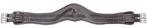 T TEKE Anatomic Anti-Chafe Horse Girth - Contoured Pressure Relief English Girth with Dual-Side Heavy-Duty Elastic, Breathable Padded PVC Waffle Texture, Stainless Steel Solid-Roller Buckles & D-Ring - color: Dark Brown, size: 42"
