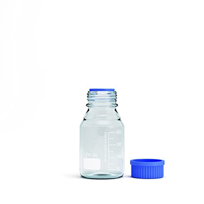 250ML Storage Glass Bottles – 2pcs Round Media Storage Bottle – Borosilicate Glass Bottles – Safe Probe Storage Glass Storage Bottles with GL45 Blue Screw Cap (250ml - 2pcs) - size: 250ml - 2pcs