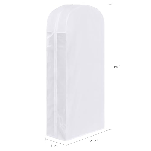 60 Inch Premium Cotton Garment Bag for Hanging Clothes and Storage - size: 10"W x 60"H-3pcs