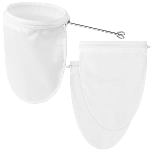Ultra Fine Mesh Strainer Bags, 3 Pcs Reusable Mesh Filter Bags with Stainless Steel Handle Frame for Filter NutMilk, Coffee, Milk, Butter, Juices and Fresh Cheese (Small Size)