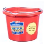 F.o.r.t.i.f.l.e.x. Flat Back Feed Bucket for Dogs/Cats and Small Animals, 8-Quart (Red) - color: Red