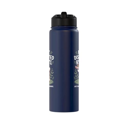 Easily Distracted by Goats Cute Coat Pygmy Goat Farmer Stainless Steel Insulated Water Bottle - color: Navy Blue