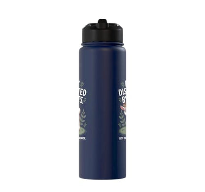 Easily Distracted by Goats Cute Coat Pygmy Goat Farmer Stainless Steel Insulated Water Bottle - color: Navy Blue