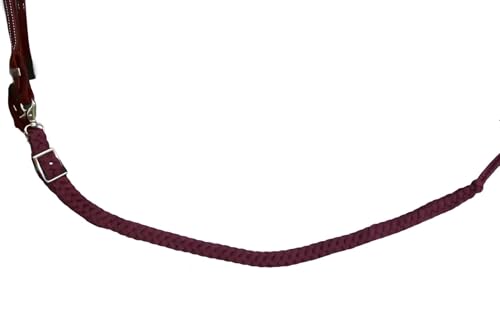 CHALLENGER Roping Knotted Horse Tack Western Barrel Reins Nylon Braided 8 Ft. Purple Snaps 60709 - color: Burgundy