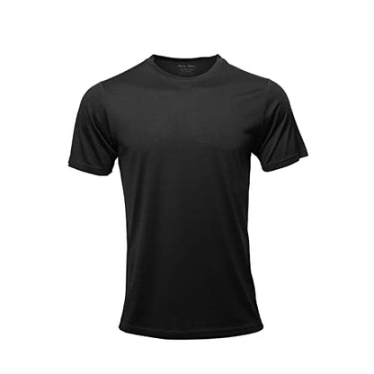 SHEEP RUN Men's Merino Wool Lightweight Hiking Running Workout Breathable Base Layer T Shirt - color: Black, size: Medium