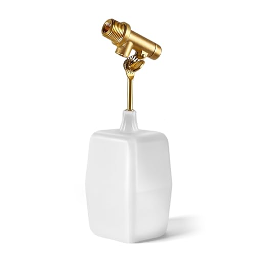 3/8" Water Float Valve, Heavy Duty Brass Automatic Water Level Controller for Pool, Pond, Livestock Tank & Auto-Fill System – Adjustable Float Arm & Tool-Free Wingnut, 125 PSI (2.25 GPM)