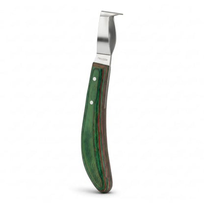 Premium Japanese Stainless Steel Long Loop Hoof Knife with a rhino hook and Smooth Wooden Handle - Perfect for Better Hoof Cleaning