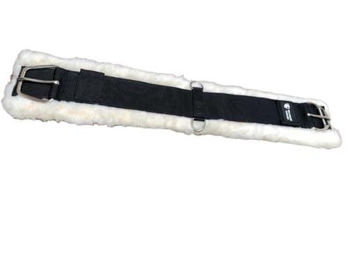 Horse Girths - Synthetic Wool Horse Cinch with Rust Free Roller Buckles and D-rings, 30 inch, Black, Black/Cream