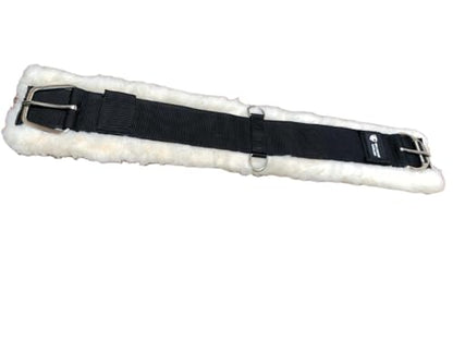 Horse Girths - Synthetic Wool Horse Cinch with Rust Free Roller Buckles and D-rings, 30 inch, Black, Black/Cream