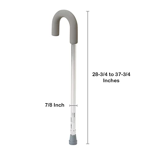 McKesson Aluminum Round Handle Cane 28.75" to 37.75" H | Round Handle Cane,Silver,Aluminum,Not Made with Natural Rubber Latex - size: (1 ct)