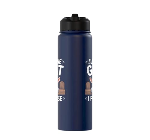 Just One Goat I Promise Cute Coat Pygmy Goat Farmer Stainless Steel Insulated Water Bottle - color: Navy Blue